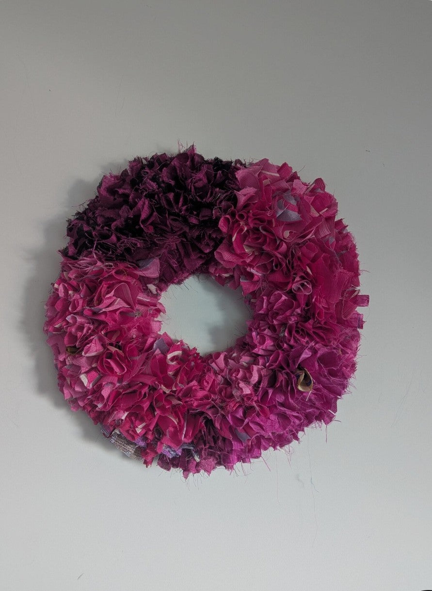 Handcrafted Premium Magenta & Pink Silk Fabric Wreath - Elegant Wall & Door Decor