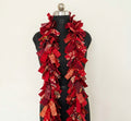 Handmade Red Bohemian Rag Garland – Vintage Fabric Scraps Holiday Banner