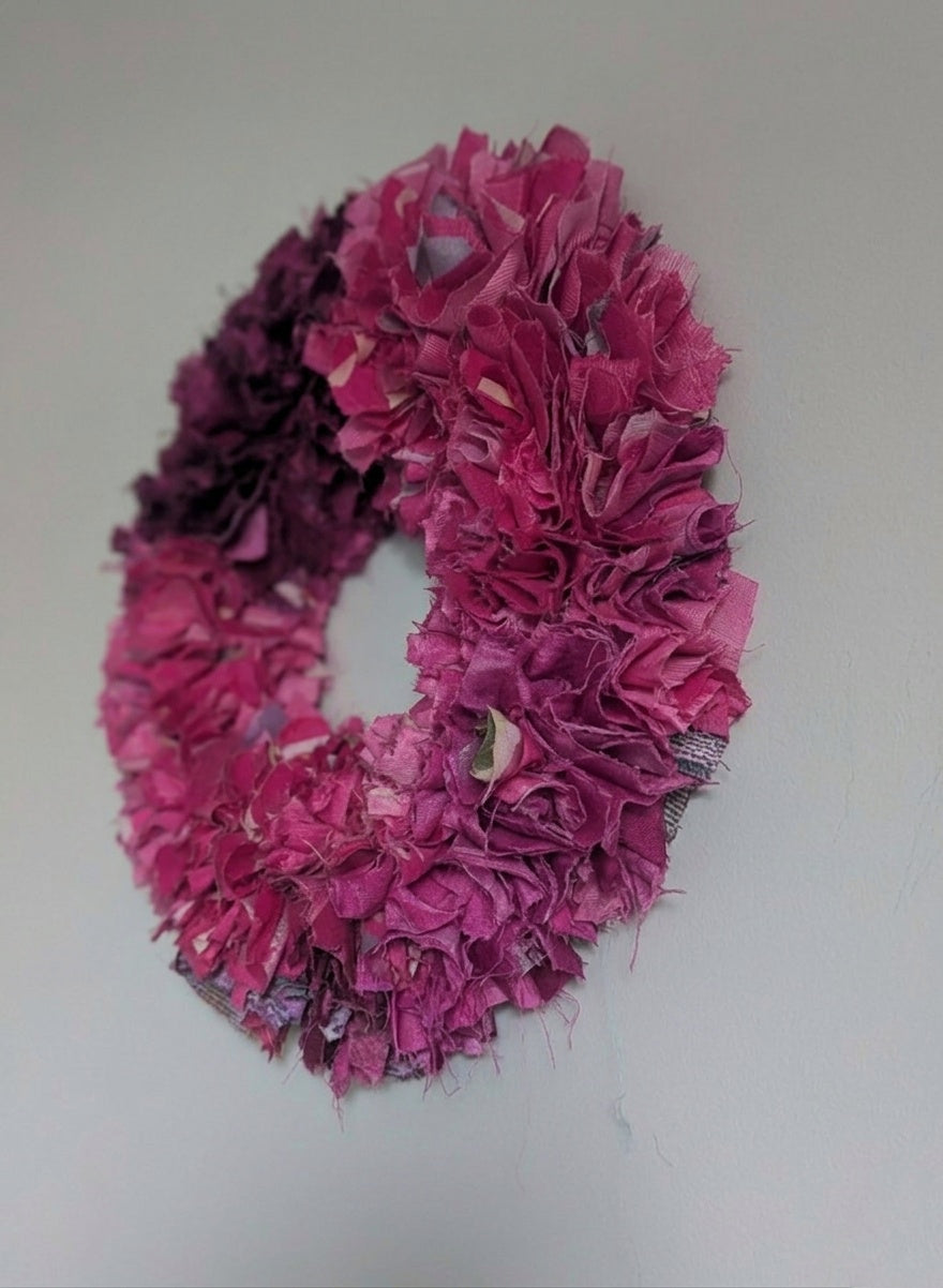 Handcrafted Premium Magenta & Pink Silk Fabric Wreath - Elegant Wall & Door Decor