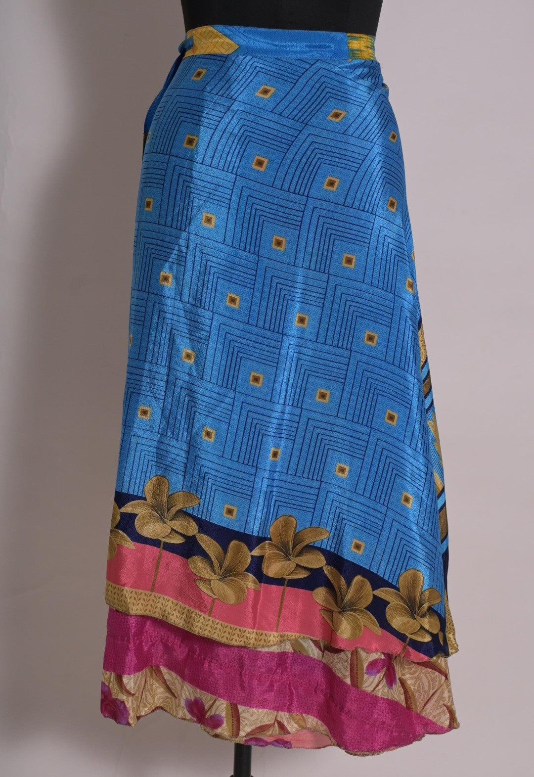Vintage Silk Blend Sari Wrap Skirt