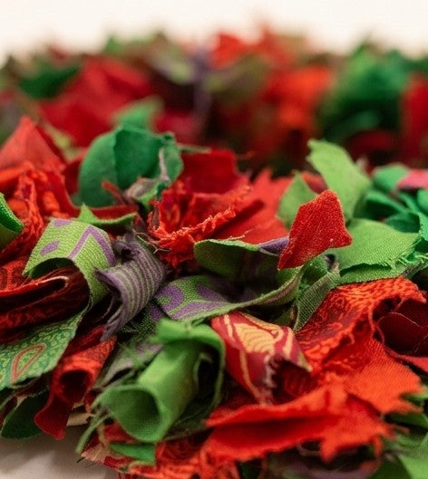 Premium Handmade Upcycled Silk Fabric Wreath