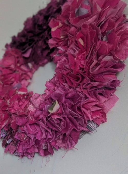 Handcrafted Premium Magenta & Pink Silk Fabric Wreath - Elegant Wall & Door Decor